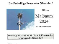 Di, 30.04. / 18.00 Uhr - Maibaum 2024 mit Konzert der MK Nikolsdorf